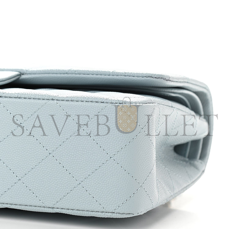 CHANEL CAVIAR QUILTED MEDIUM DOUBLE FLAP LIGHT BLUE A01112 (25.5*15.5*6.5cm)